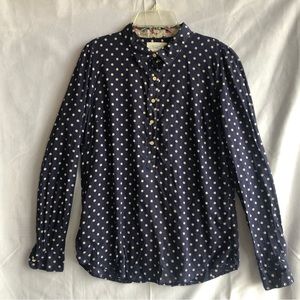 Birds of Paradise by Trovata, Navy Polka Dot, Long-Sleeve Shirt Size S